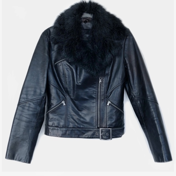 Express Black Leather Motorcycle Jacket - Picture 4 of 8